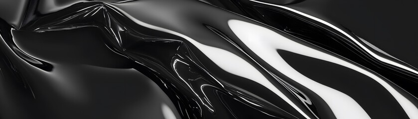 Obraz premium Abstract Black and White Liquid with Reflective Surface