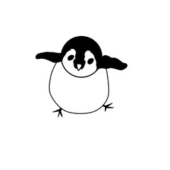 cute little penguin hand drawing 