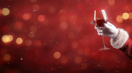 Cheers to festive season with glass of wine in hand!.