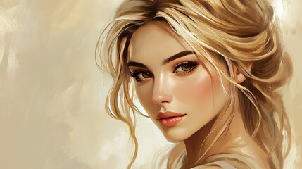 Naklejka premium Soft Portrait of a Young Woman with Natural Beauty