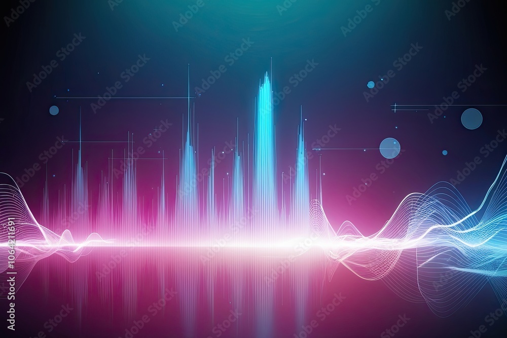 Poster organic soundscapes and harmonies with dynamic waveforms for digital illustrations and interactive d
