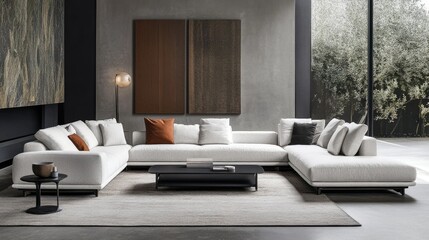 Modern Minimalist Living Room with Cozy Sofa Arrangement