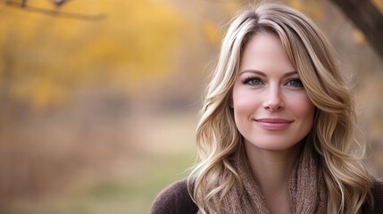 Naklejka premium Woman Outdoors with Natural Light Smiling Gracefully