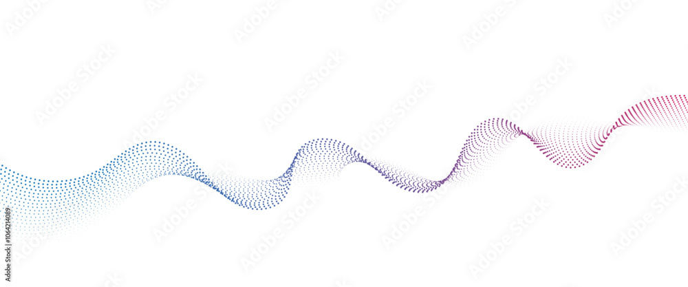 Fototapete flowing dot wave halftone gradient pattern on transparent background