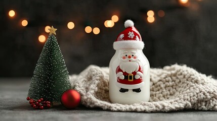 Obraz premium Festive Santa Decor with Holiday Lights Background