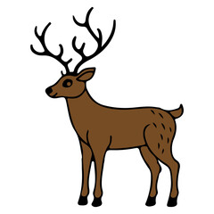 Reindeer Christmas clip art design on plain white transparent isolated background for card, shirt, hoodie, sweatshirt, apparel, card, tag, mug, icon, poster or badge