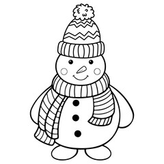 Snowman christmas winter clip art design on plain white transparent isolated background for card, shirt, hoodie, sweatshirt, apparel, card, tag, mug, icon, poster or badge