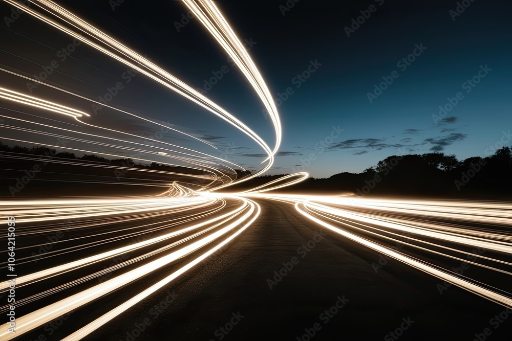 Aufkleber vibrant glow trails with fluid dynamics and fast light motion on dark background