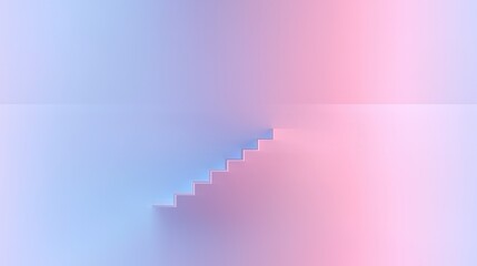    a set of stairs with a blue sky in the background and a blend of pink and blue in the backdrop