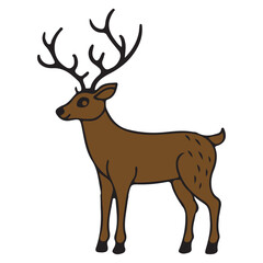 Reindeer Christmas clip art design on plain white transparent isolated background for card, shirt, hoodie, sweatshirt, apparel, card, tag, mug, icon, poster or badge