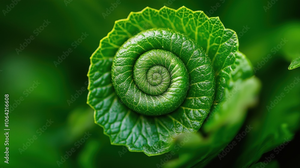 Poster captivating close up view of a vibrant spiral leaf with intricate patterns and textures showcasing t