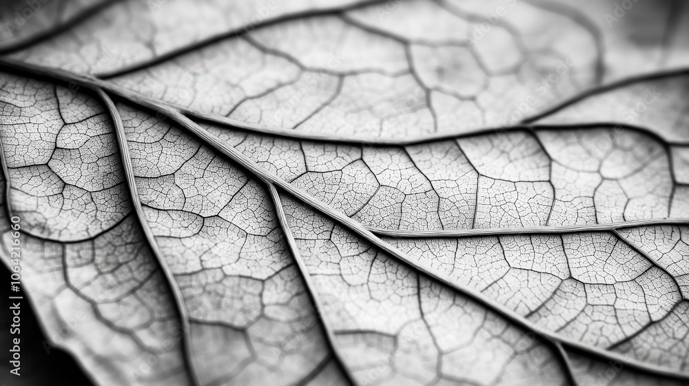 Poster captivating monochrome close up of a leaf showcasing its intricate natural pattern delicate geometri