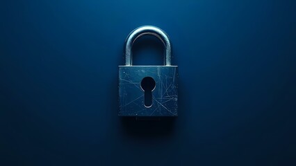 Fototapeta premium Metallic Cyber Lock Icon on Dark Blue Background