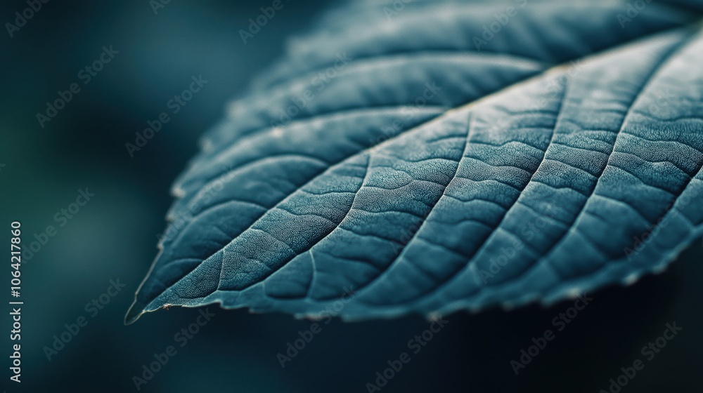 Poster closeup view of a lush green leaf with intricate organic patterns and textures highlighting the natu