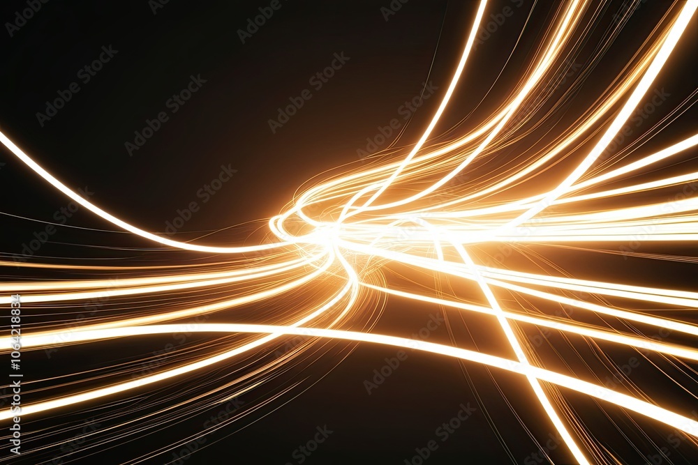 Aufkleber dynamic light waves with fast motion effects showcasing bright illumination on a dark backdrop