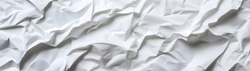 Obraz premium Crumpled White Fabric Texture with Shadows and Highlights