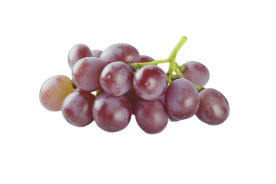 Deep purple grapes arranged in circular pattern on isolated transparent background. Grapes slightly overlap, creating texture. Stems of grapes visible, adding realism. No text or objects visible. Png.