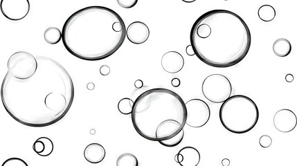   A monochromatic image depicts bubbles hovering against a white backdrop