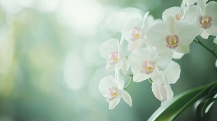 Obraz premium A clear shot of several flowers arranged in a vase against a green and fuzzy backdrop featuring tree trunks