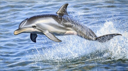 Obraz premium Dolphin Leaping Above Water Surface