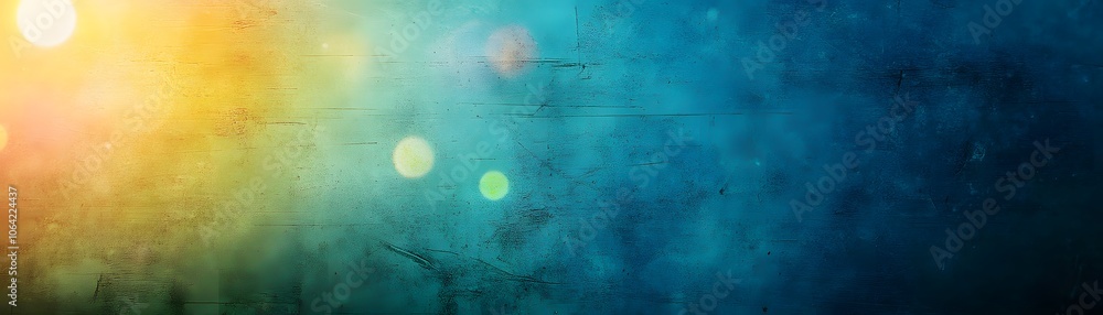 Poster abstract blue and yellow gradient texture with bokeh lights