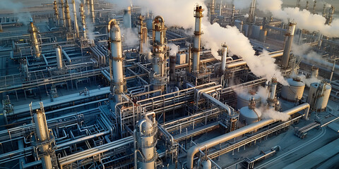 Fototapeta premium Daytime View of Large Industrial Factory Complex