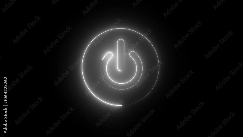 Poster animation of glowing neon power button icon power button icon power baton on off animation