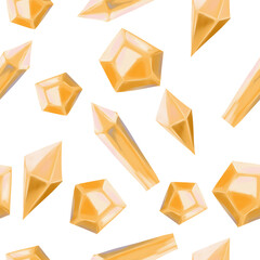 Seamless Pattern Illustration with Golden Shiny Crystals, for Printing and Web Design