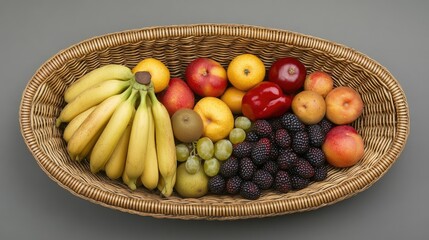 Fresh Fruits in a Woven Basket Display