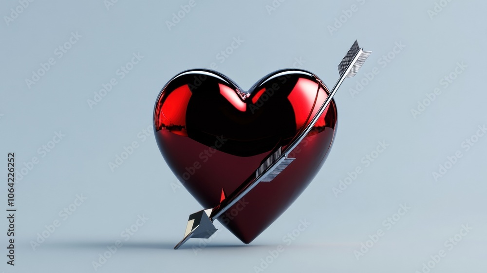 Poster heart symbol with arrow on soft background