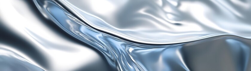Abstract Silver and Blue Metallic Liquid Texture