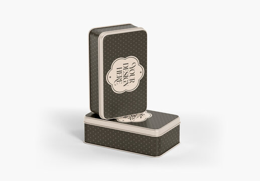Rectangular Metal Box Mockup
