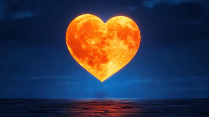Fototapeta premium Glowing Heart Shaped Moon Against Night Sky