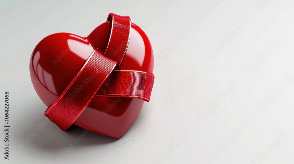 Poster heart with ribbon against a soft background