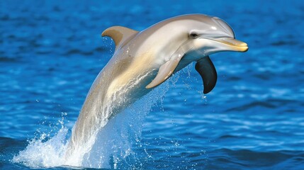 Dolphin Leaping in Clear Blue Ocean Water