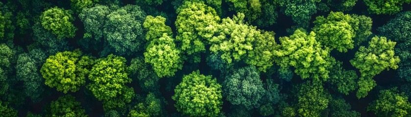 Naklejka premium Aerial View of a Lush Green Forest Canopy