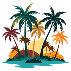 palms set on white background tropic exot