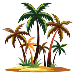 palms set on white background tropic exot