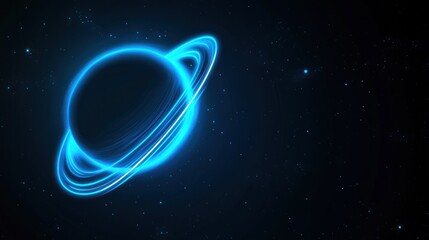 Glowing Saturn in Space