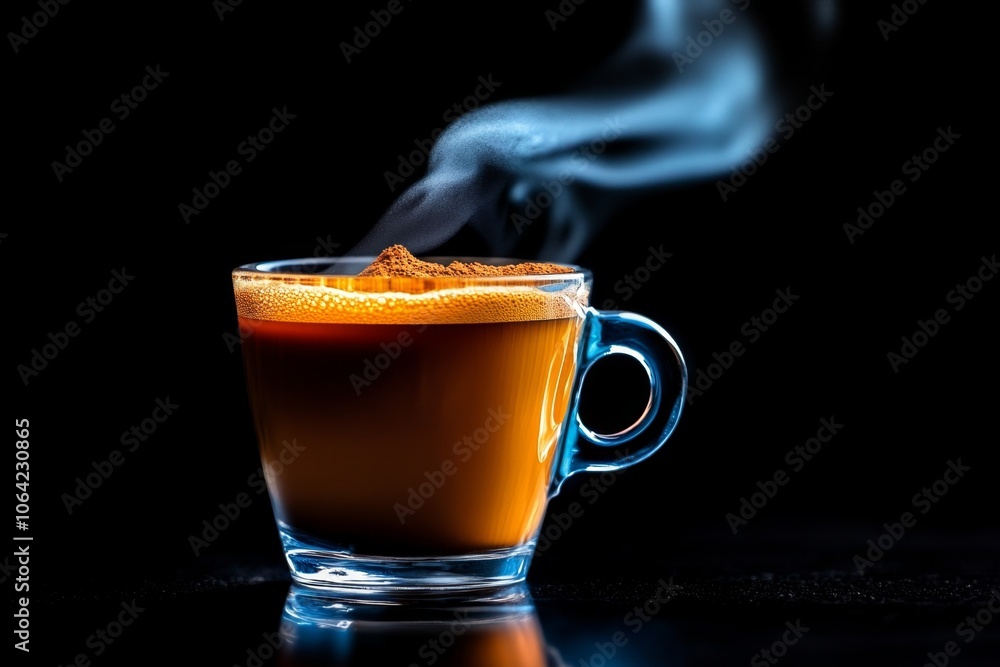 Poster outline of a cup with steam rising, evoking coffee cravings, using clean, simple lines to capture th