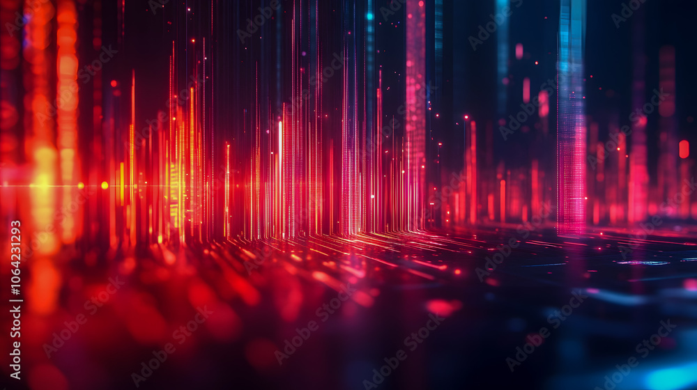 Poster vibrant data visualization with light streams