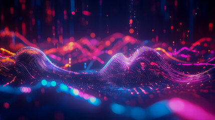 Vibrant Abstract Waves in Neon Colors
