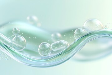 Minimal Abstract Pharmaceutical Background with Soft Blue and Green Capsule Outlines