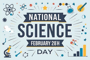 Fototapeta premium National Science Day Colorful Illustration with Space and Science Elements