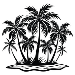palms set on white background tropic exot