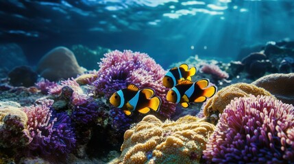 Obraz premium Underwater Splendor: Coral Reefs and Tropical Fish in 4K UHD