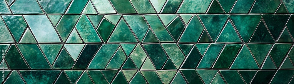 Poster green tile pattern with a geometric triangular design
