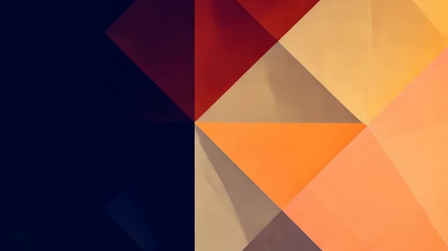 Abstract Geometric Art with Colorful Triangles in Warm Tones, Modern Digital Design for Home Decor or Background, Dynamic Pattern with Red, Pink, Yellow, and Blue Angles and Texture for Visual Impact