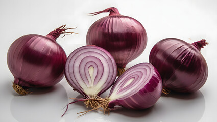 Red onion, purple onion, sliced onion, fresh produce, vegetable, raw onion, root vegetable, cooking ingredient, culinary, organic, whole onion, cross-section, layered, concentric circles, allium, kitc