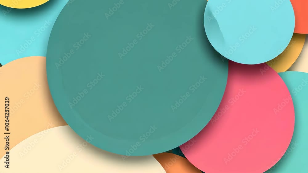 Poster colorful abstract geometric background with overlapping circles in various sizes and multicolored hu